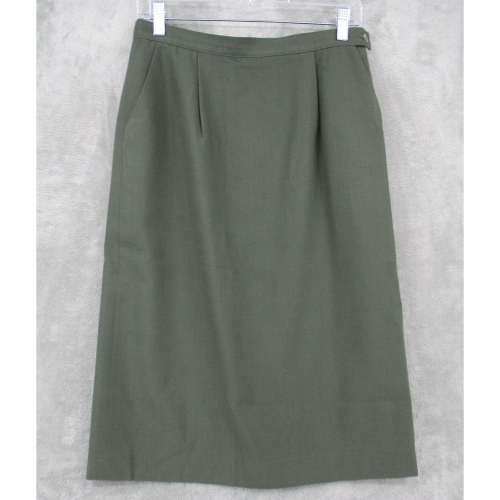 Vintage Pendleton Skirt Womens Size 8 Wool Pleated Pockets Quiet Luxury Green